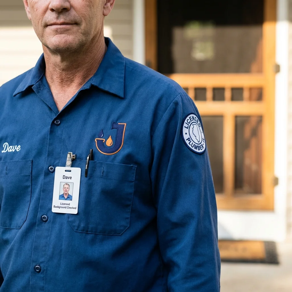 Licensed plumber showing ID badge in Lyman, WY