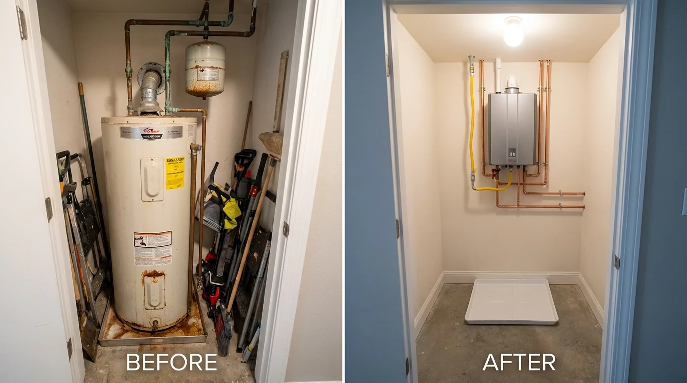 Tank water heater versus wall-mounted tankless unit comparison for Lyman, WY homeowners